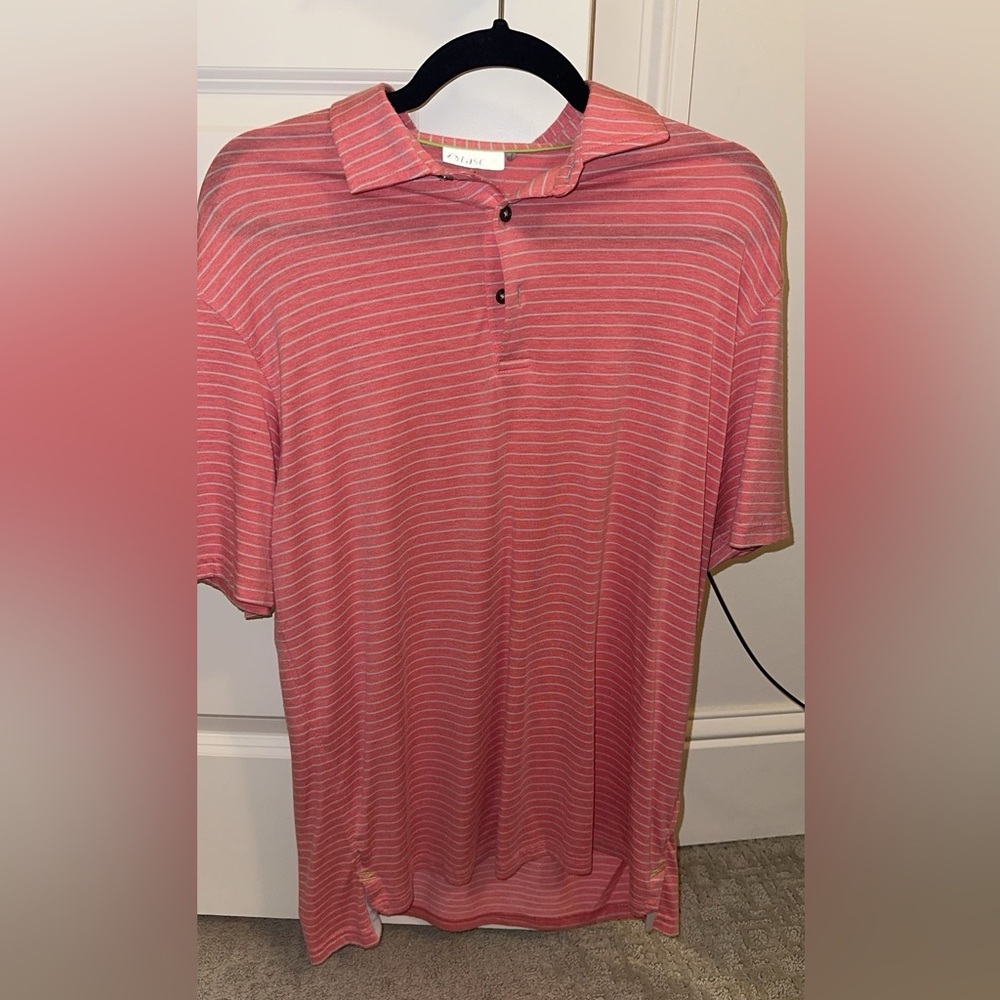 Men's Tasc Striped Polo Shirt - Pink Medium
